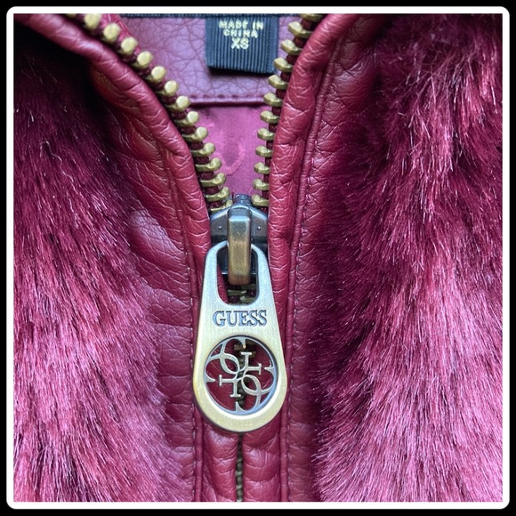 Guess burgundy fur vest - Picture 4 of 11